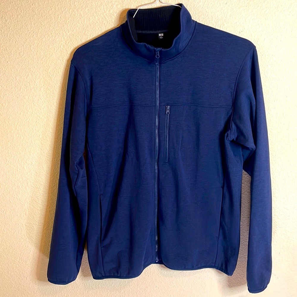 Size L Uniqlo jacket. Navy, soft, fleece lining.